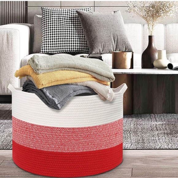 MXM | Accents | Nwtlarge Cotton Rope Basket 236x236x41 Throw Blanket ...